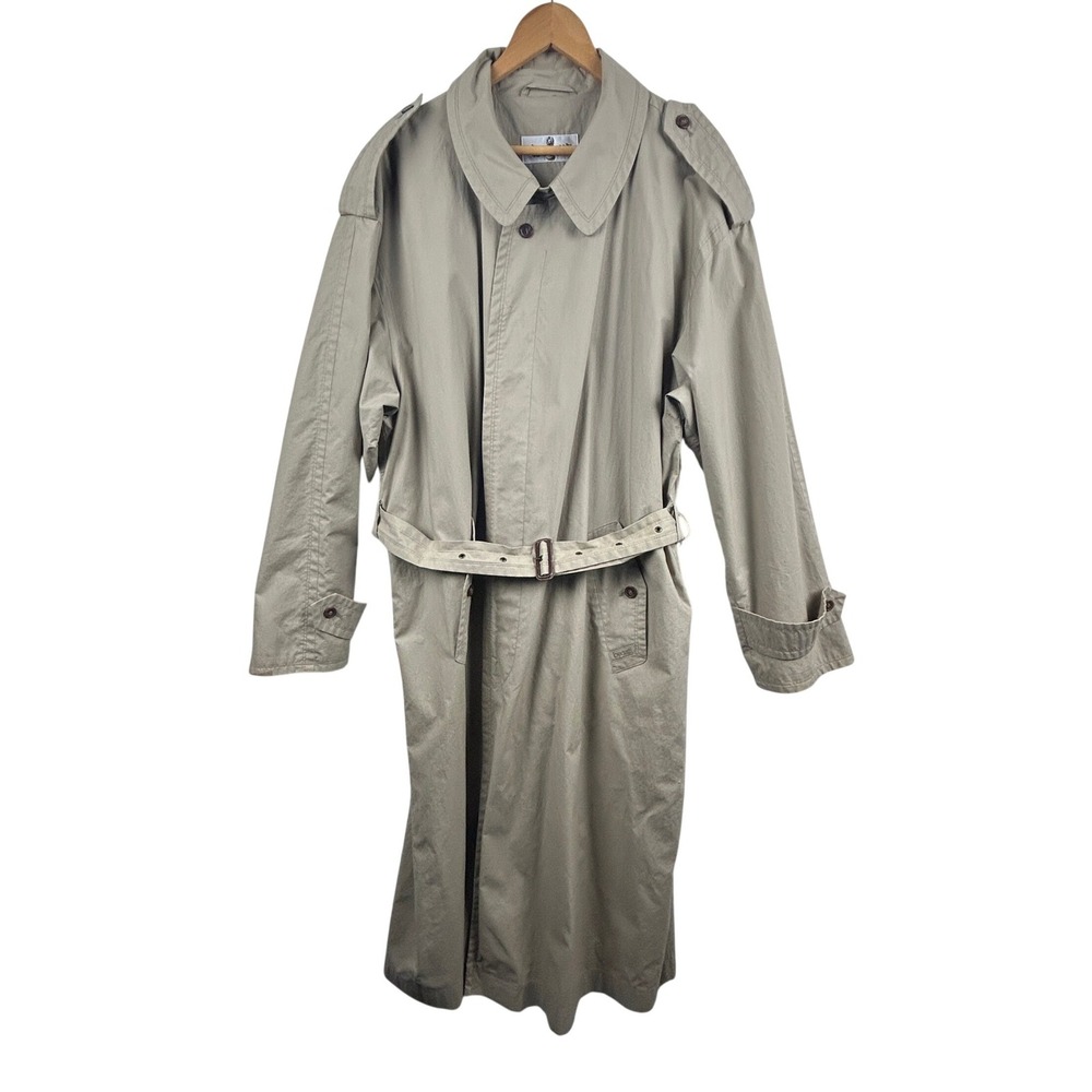 Bugatti Trench Coat Mens 44L‎ Beige Vintage Long Cotton Made in West Germany